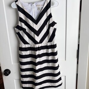 LOFT Black and White Chevron Striped Dress